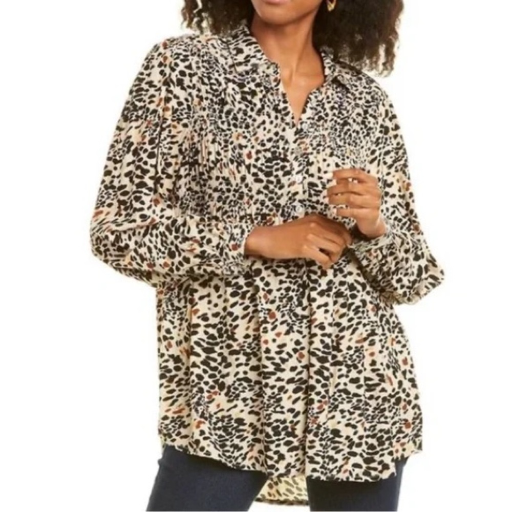 Beach Lunch Lounge Leopard Printed Button Top S